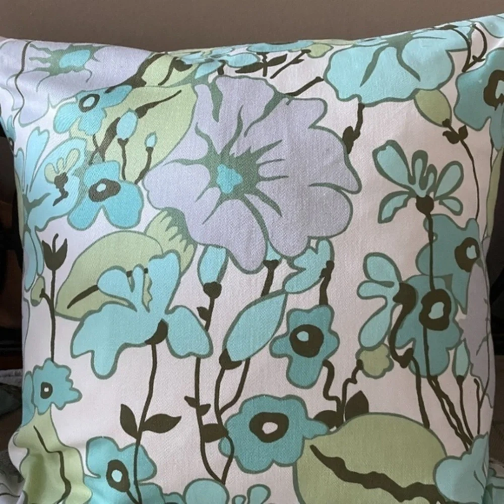 Custom Made Blue and Green Floral Pillow Cover